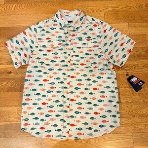 WAIMEA Short Sleeve Button Up Men's Fishing Vented Shirt Fish Lightweight M NWT